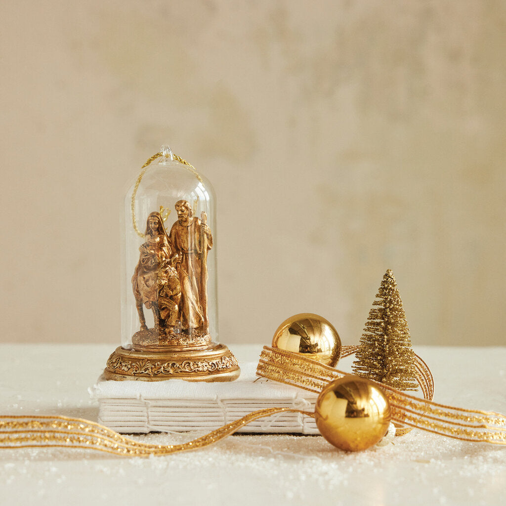 Resin Cloche Holy Family Ornament