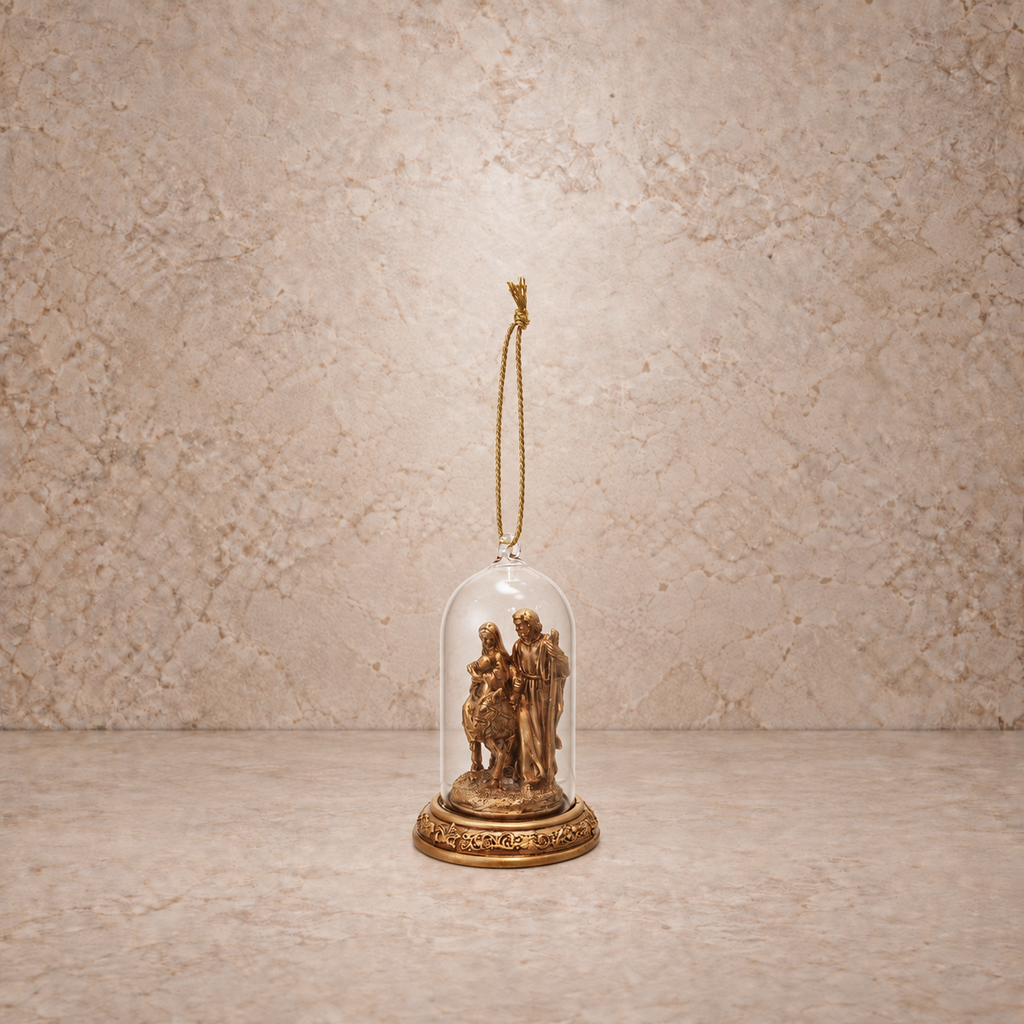 Resin Cloche Holy Family Ornament