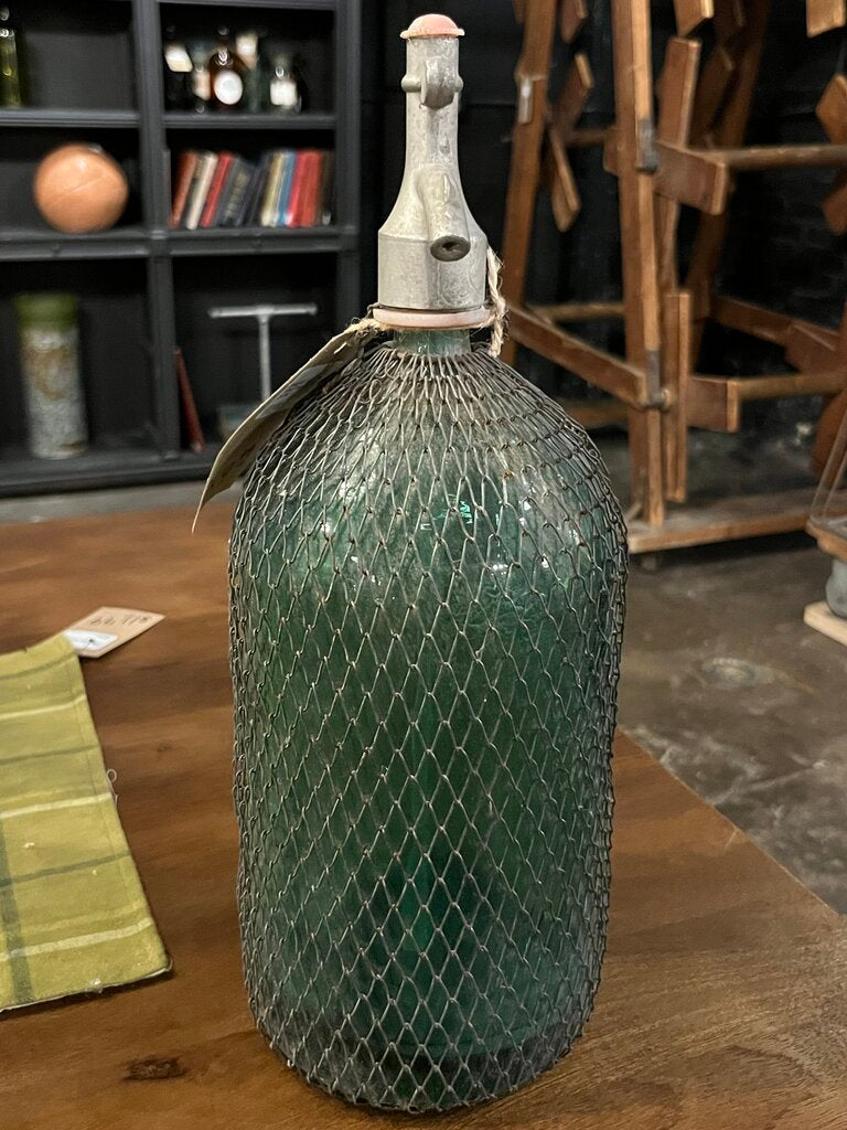 Beautiful Large Green Wired European Seltzer Bottle