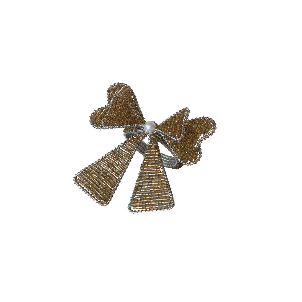 Metal & Glass Beaded Bow Napkin Ring