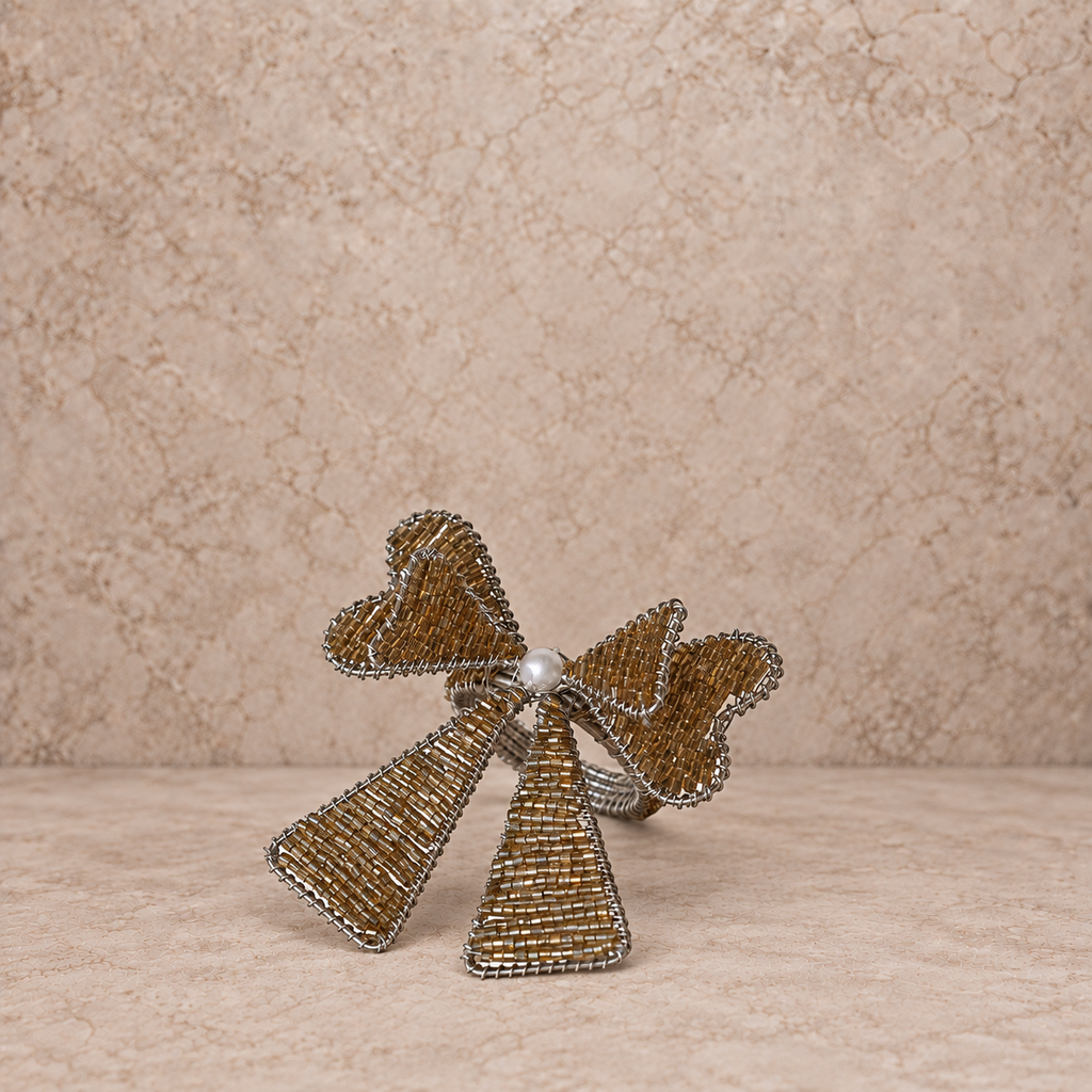 Metal & Glass Beaded Bow Napkin Ring