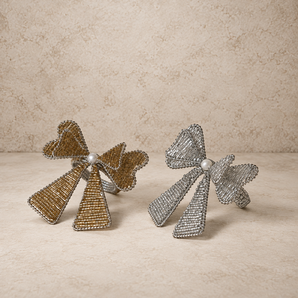 Metal & Glass Beaded Bow Napkin Ring