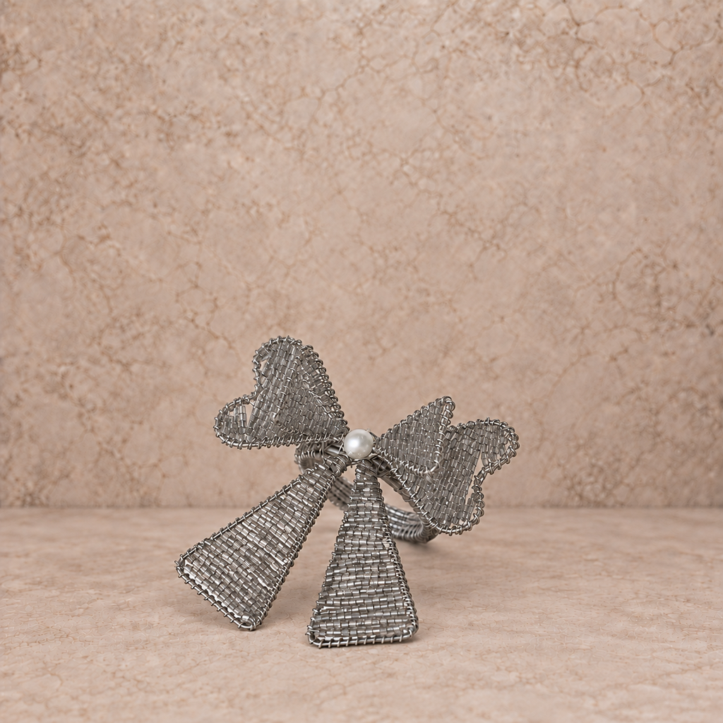 Metal & Glass Beaded Bow Napkin Ring