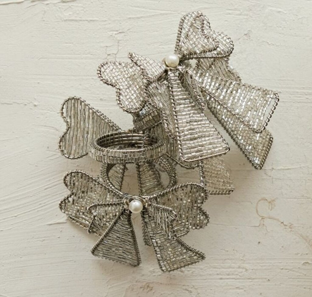 Metal & Glass Beaded Bow Napkin Ring