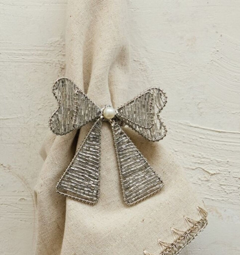 Metal & Glass Beaded Bow Napkin Ring