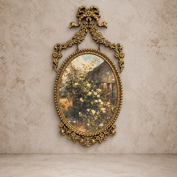 Gold Pewter Oval- Shaped Hanging Frame
