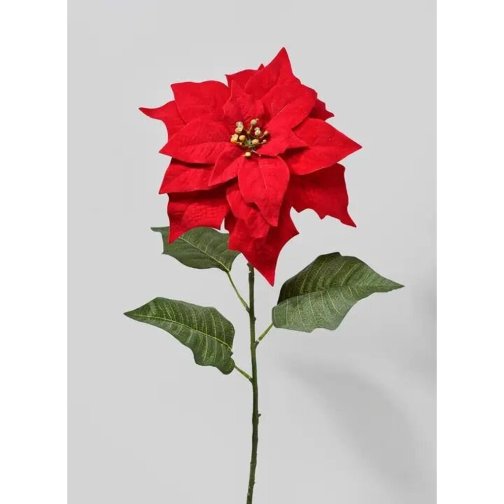 32" Red Poinsettia Stem