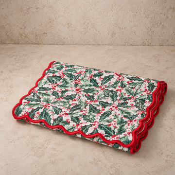 Holly Jolly Print Quilted Table Runner