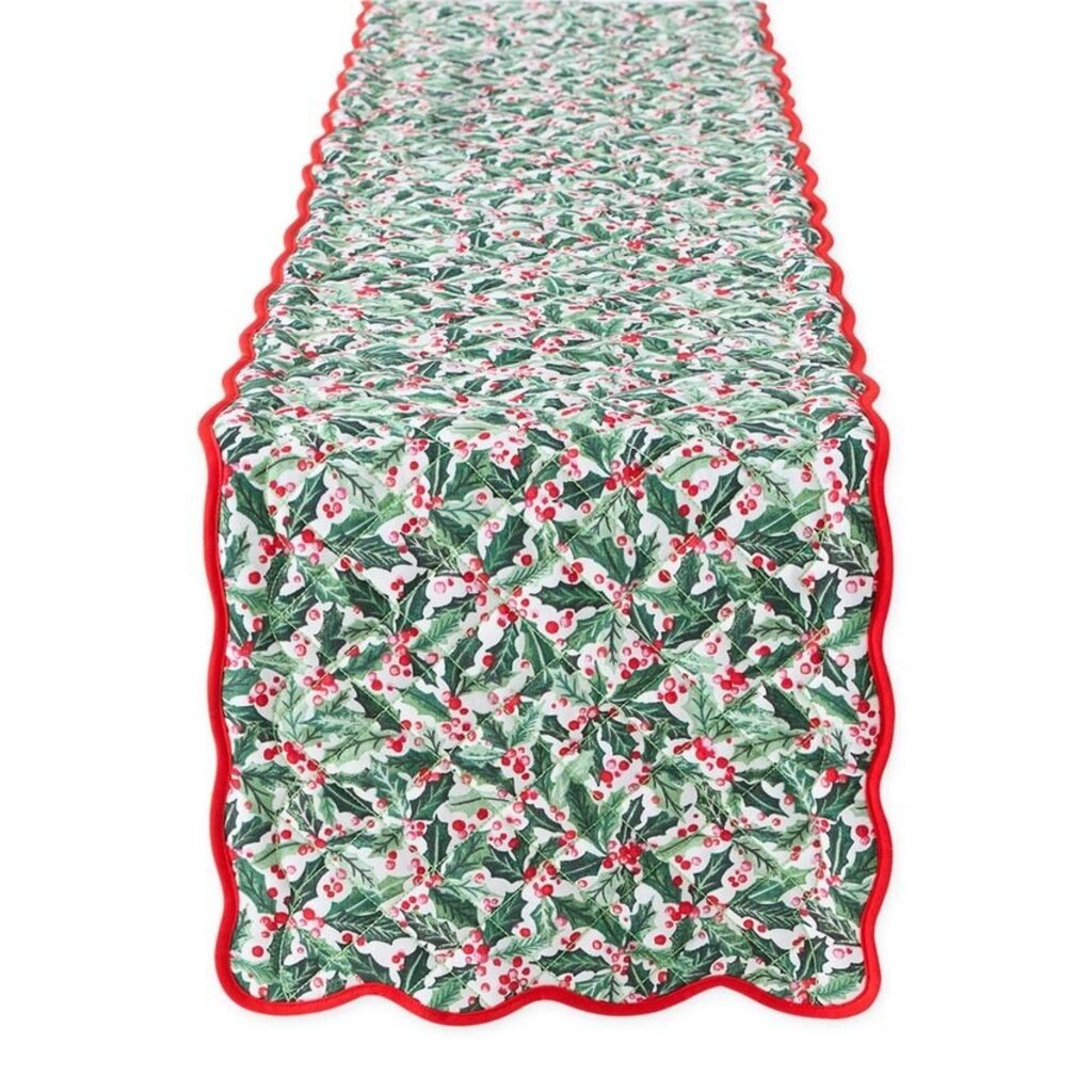 Holly Jolly Print Quilted Table Runner