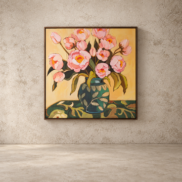 Peonies In Blue Vase Framed Art