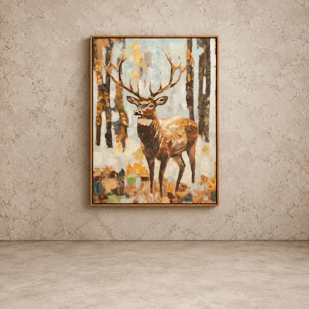 Beautiful Framed Deer Painting