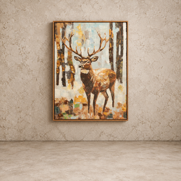 Beautiful Framed Deer Painting