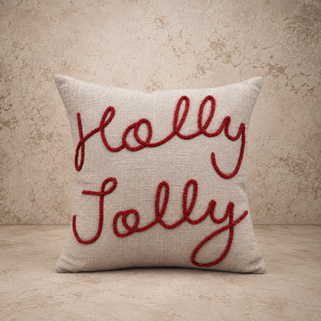 Holly Jolly Embroidered Pillow