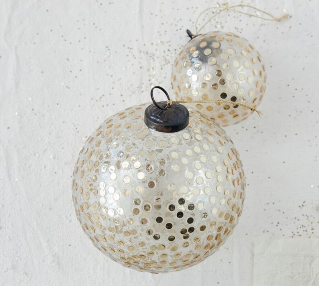 Glass Ball Mosaic Gold Ornament