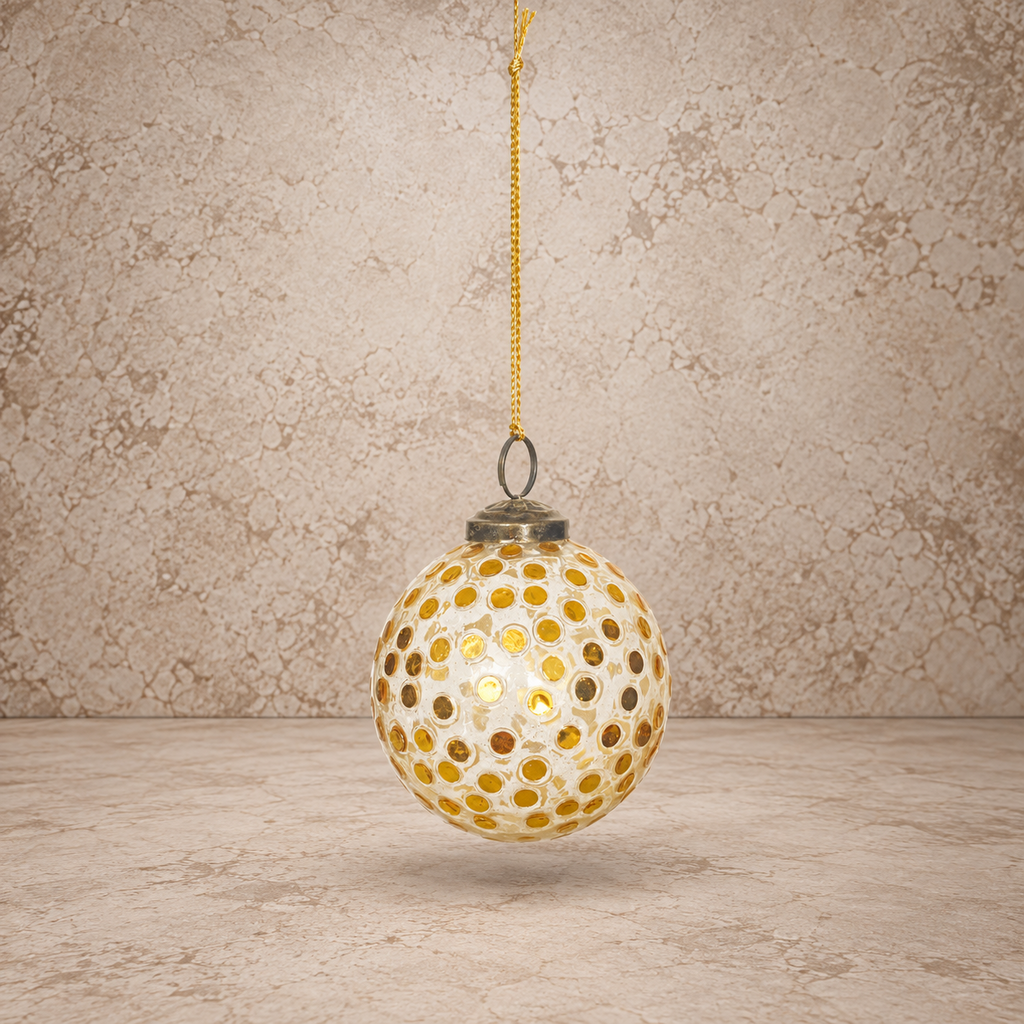 Glass Ball Mosaic Gold Ornament