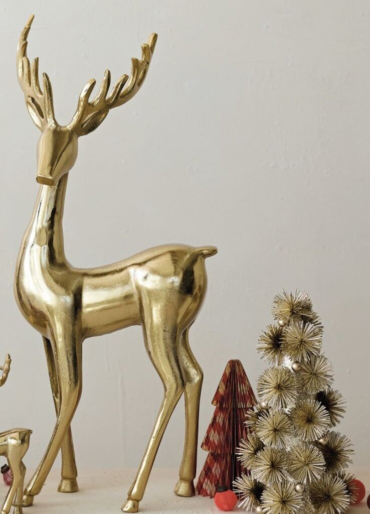 Radiant Gold Finish Cast Aluminum Deer