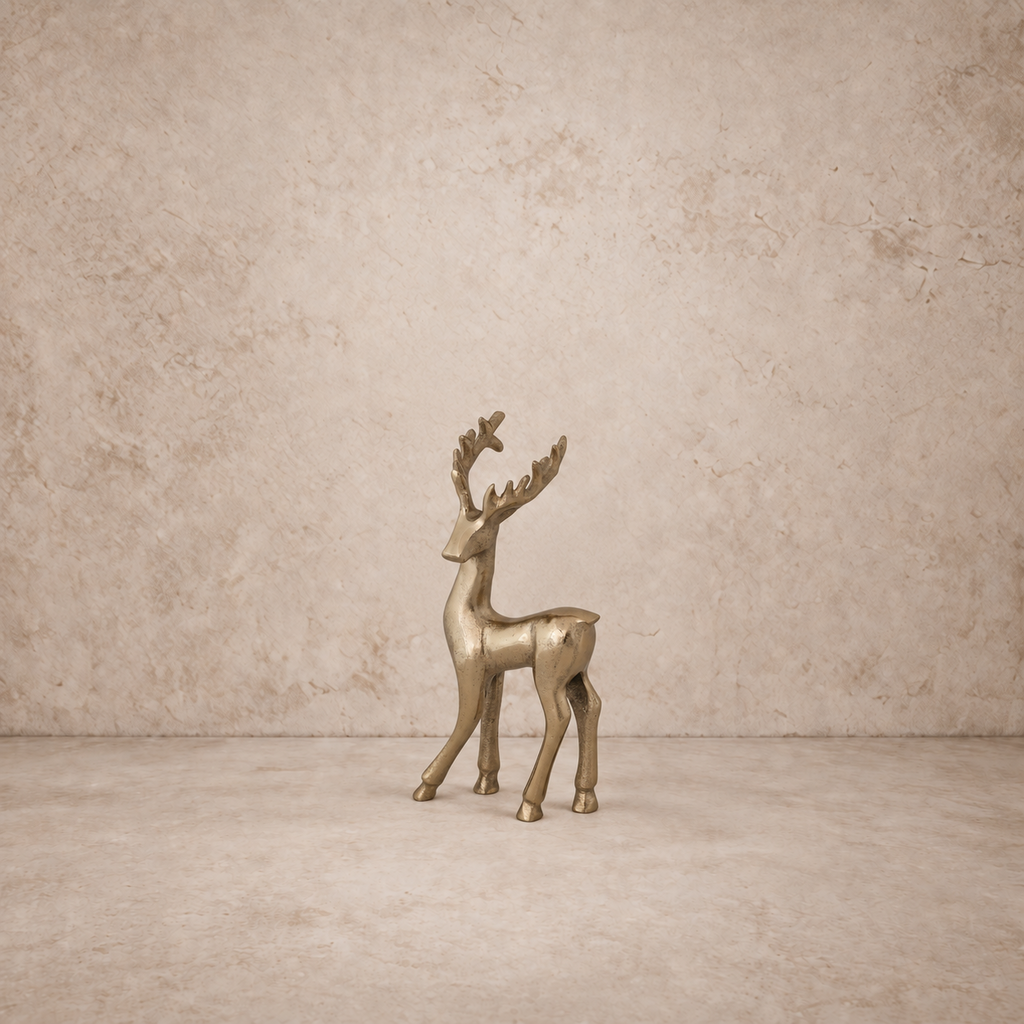 Radiant Gold Finish Cast Aluminum Deer