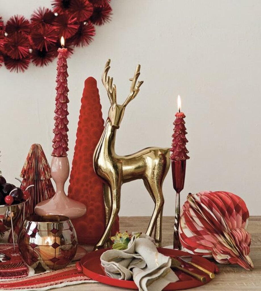 Radiant Gold Finish Cast Aluminum Deer