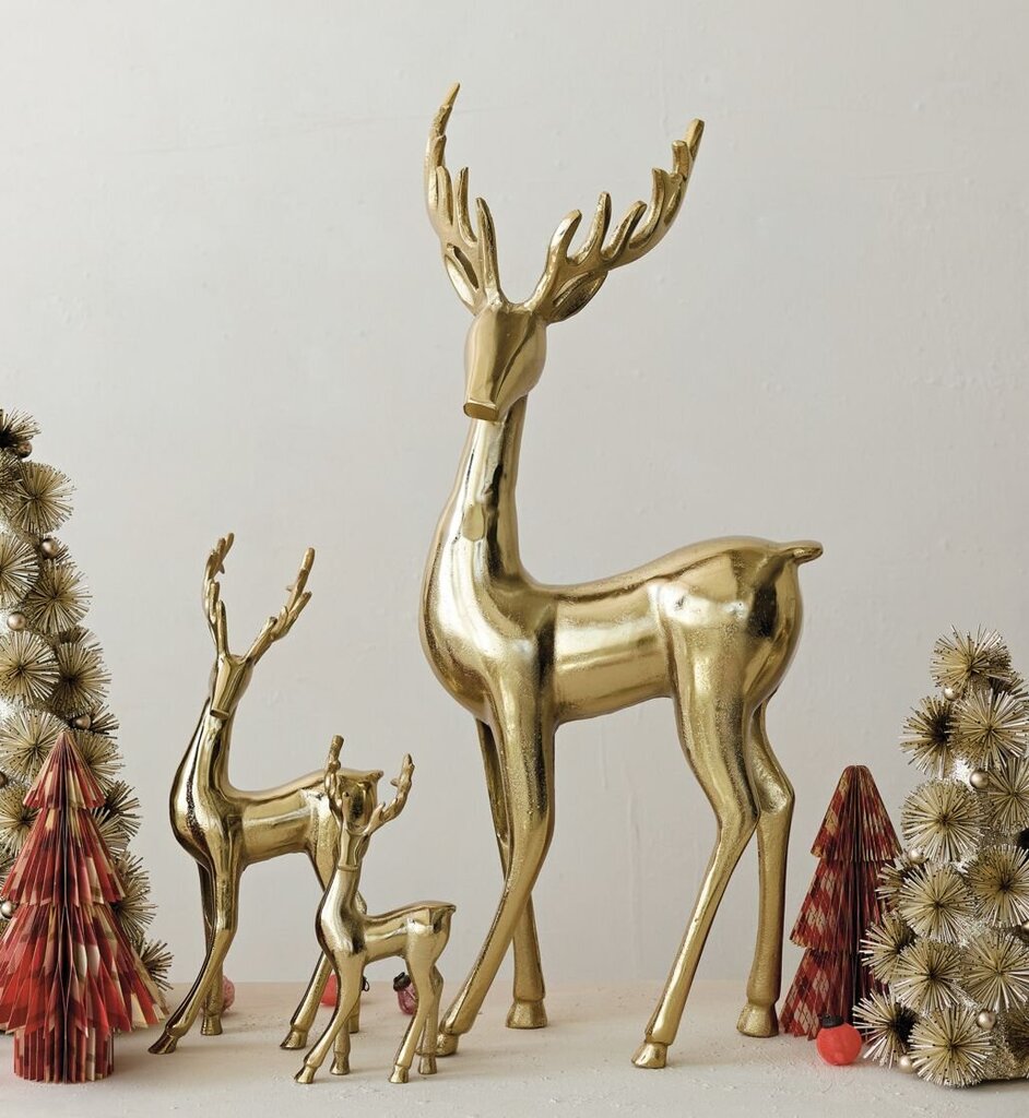 Radiant Gold Finish Cast Aluminum Deer
