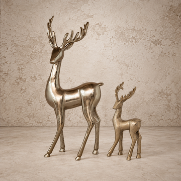 Radiant Gold Finish Cast Aluminum Deer