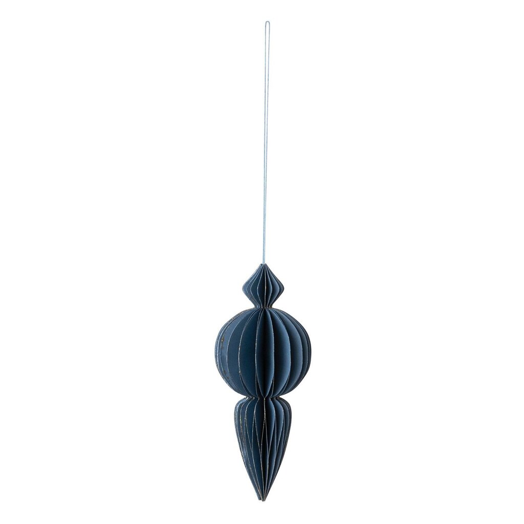 Blue Handmade Folding Honeycomb Finial Ornament w/ Gold Glitter Edges