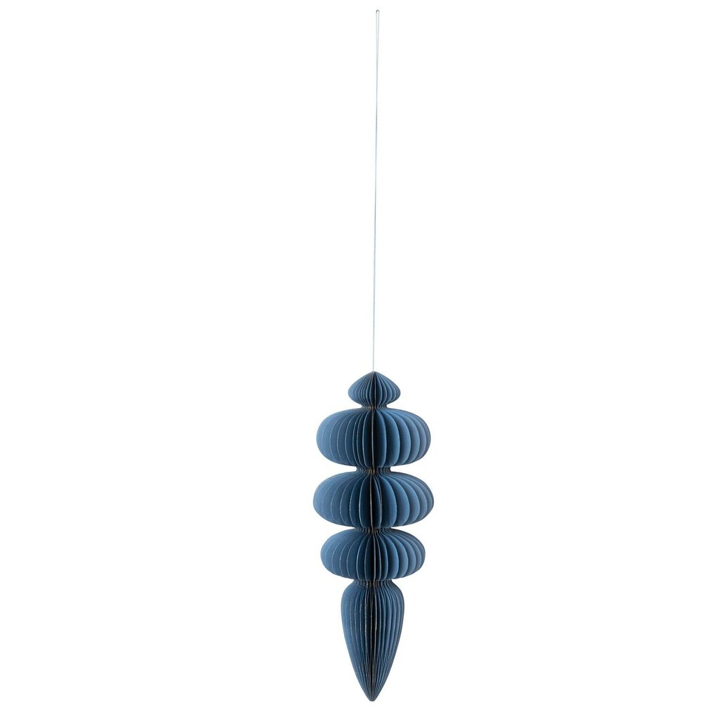 Blue Handmade Folding Honeycomb Finial Ornament w/ Gold Glitter Edges