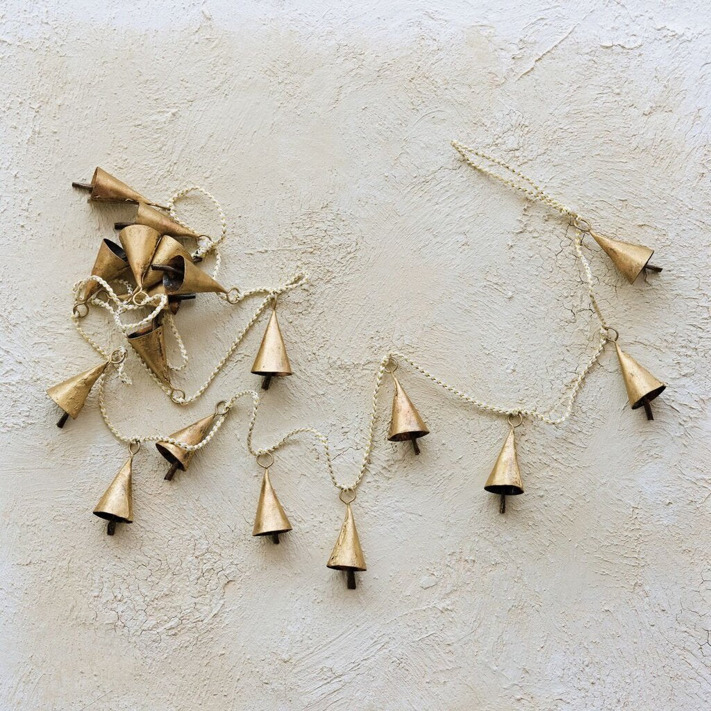 Metal Bell Garland w/ Gold & White Cord