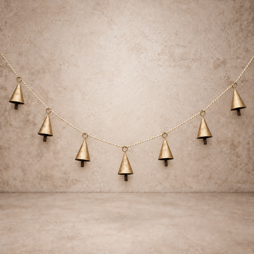 Metal Bell Garland w/ Gold & White Cord