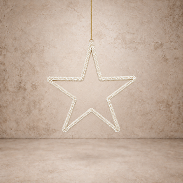 Oversized Metal + Faux Pearl Beaded Star Ornament