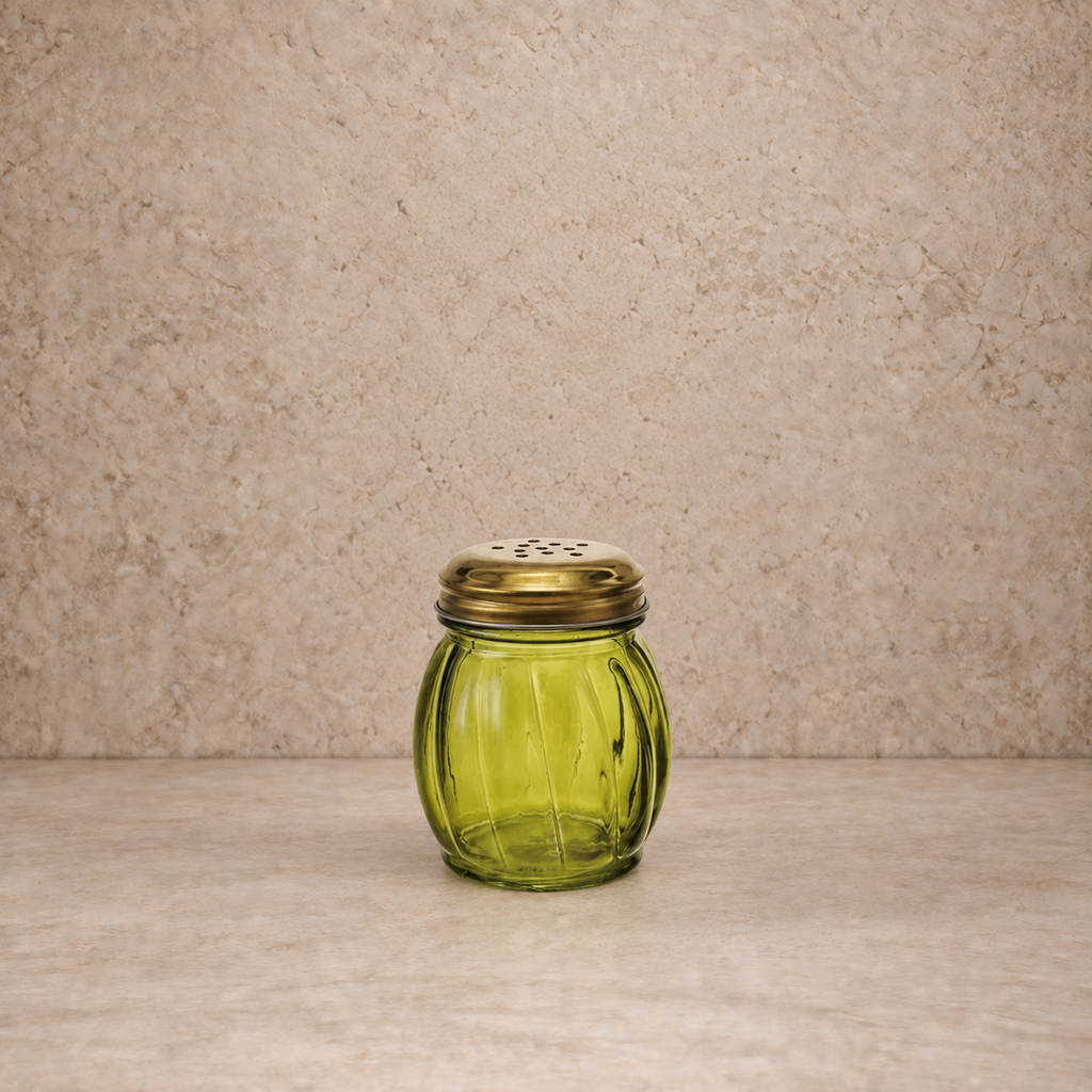 Olive Color Glass Cheese/ Spice Shaker