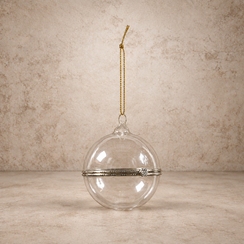 Glass Keepsake Box Ornament- Sphere