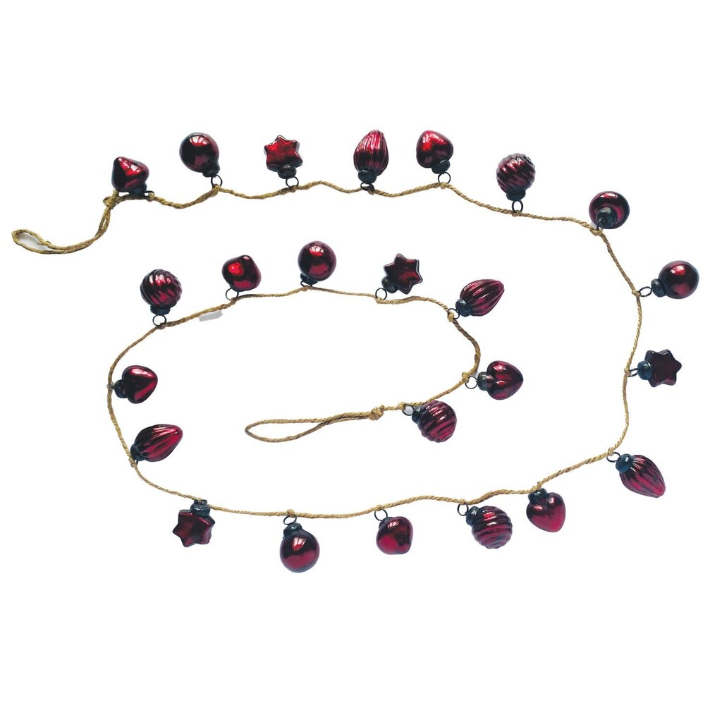 Mercury Glass Ornament Garland with Jute Cord