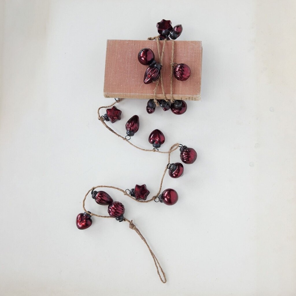 Mercury Glass Ornament Garland with Jute Cord
