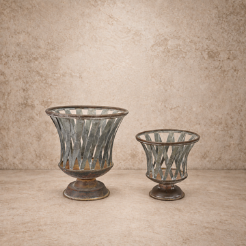 Woven Metal Footed Planter