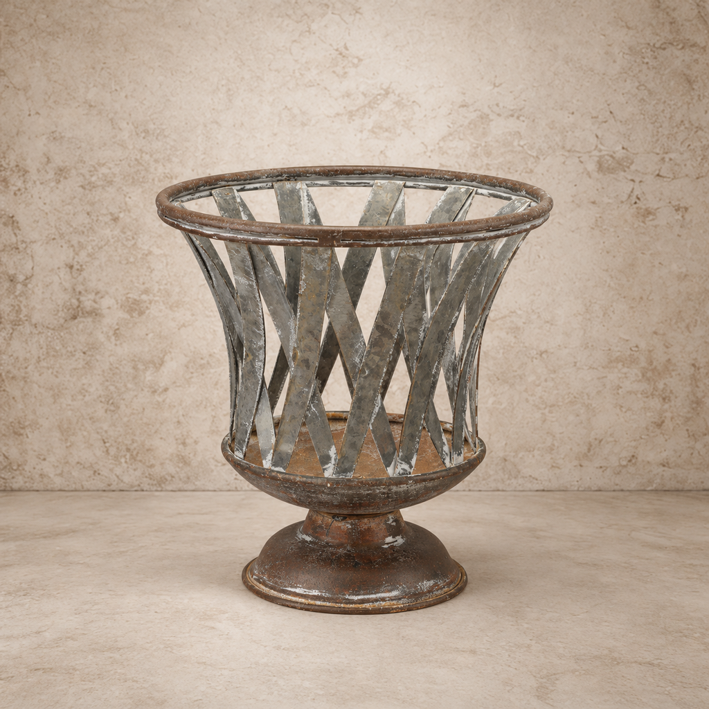 Woven Metal Footed Planter