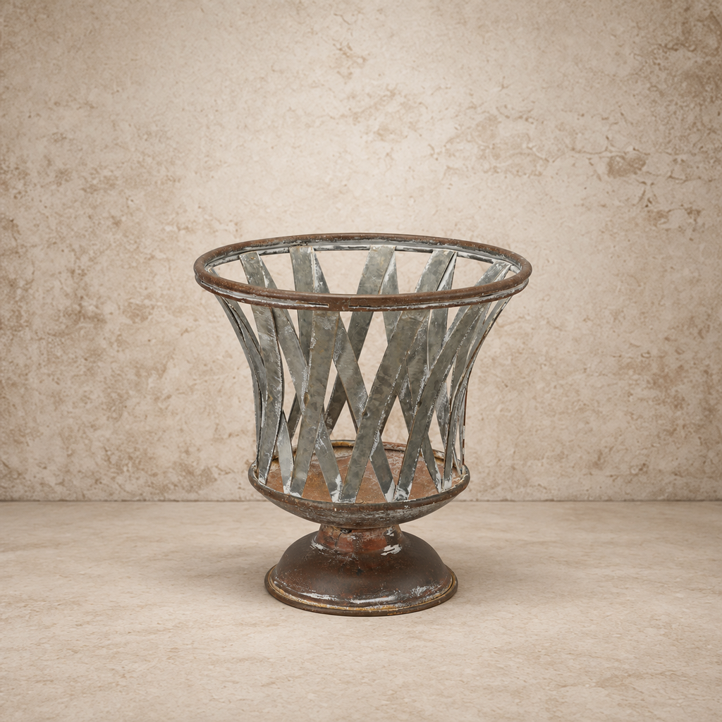 Woven Metal Footed Planter