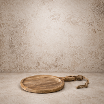Round Carved Wood Board + Jute Hanger