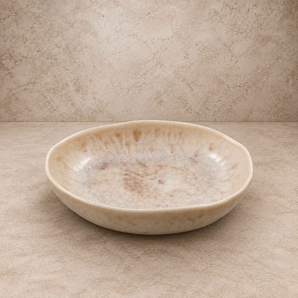 Crackle Glaze Stoneware Dish