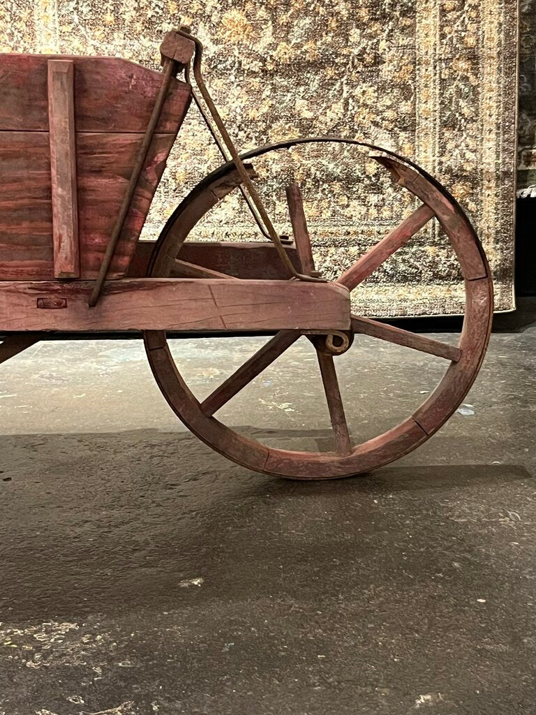 Amazing Old Red Wooden Wheelbarrow