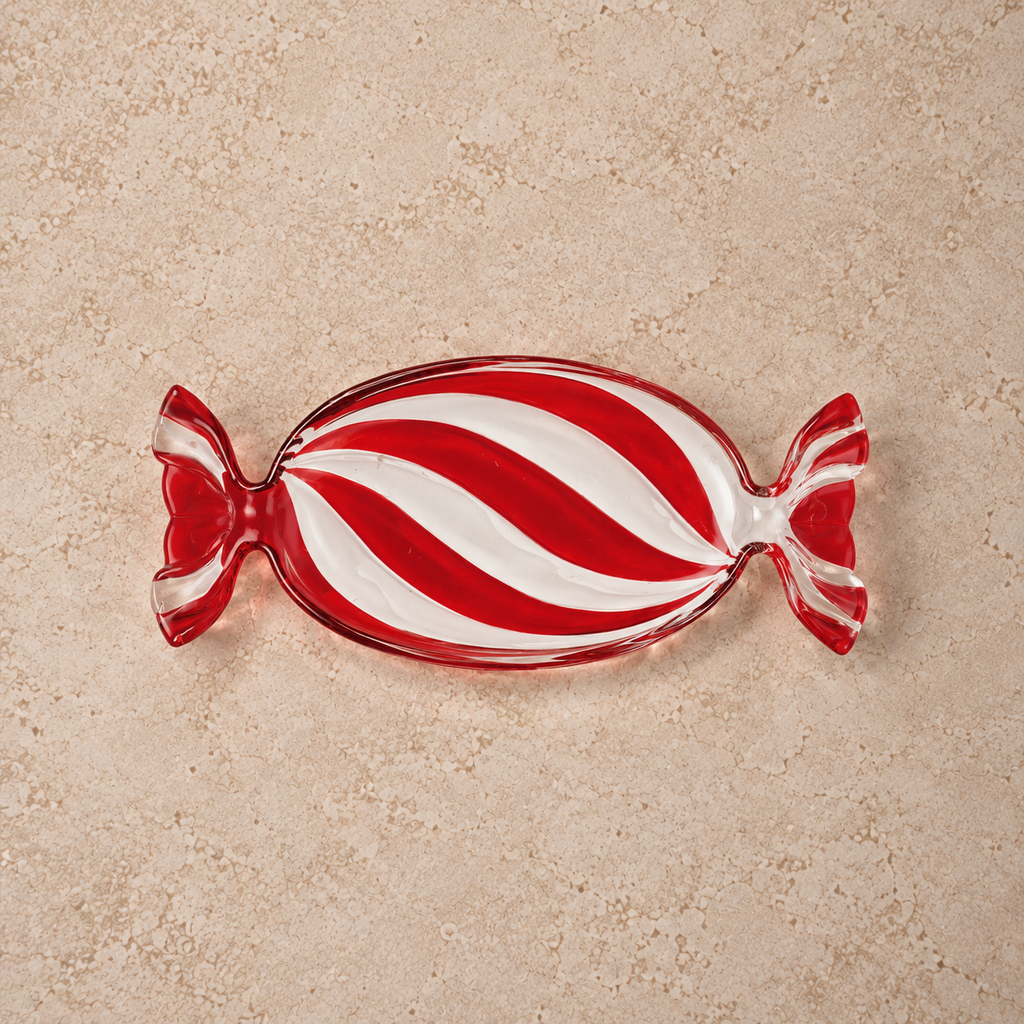 Hand Painted Glass Candy Shaped Dish
