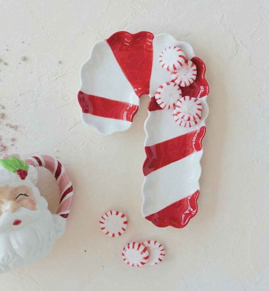 Scalloped Candy Cane Shaped Dish