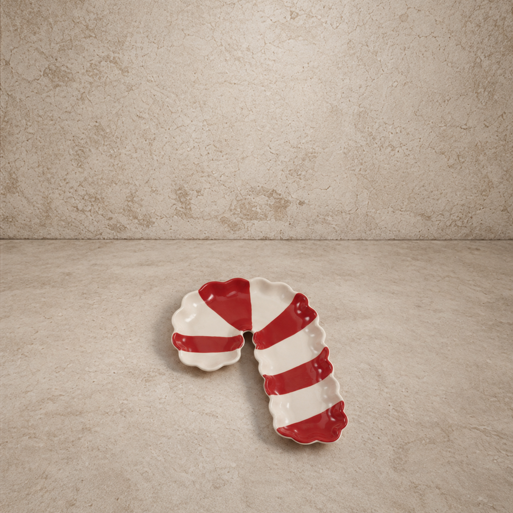 Scalloped Candy Cane Shaped Dish