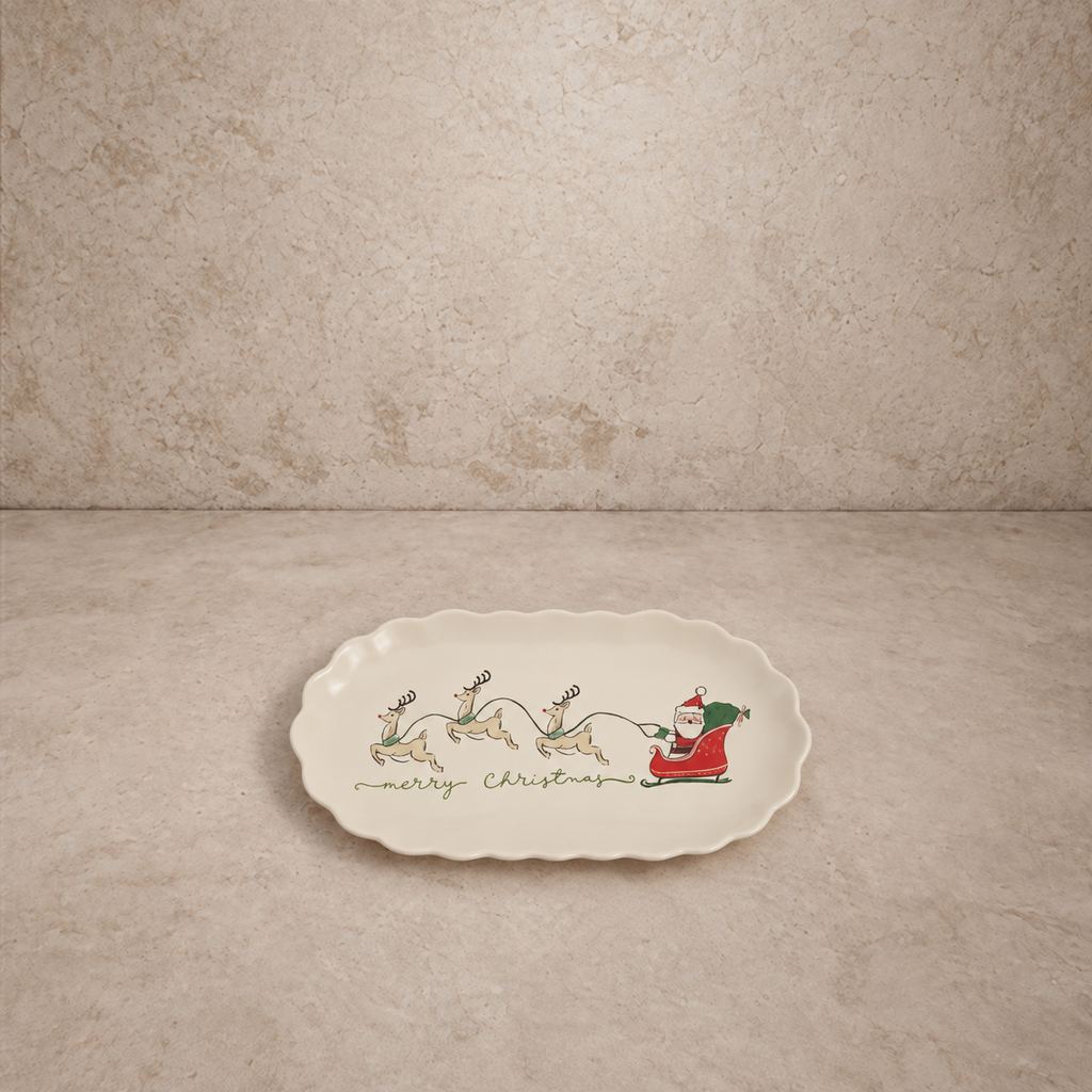 Scalloped Santa's Sleigh + Reindeer Platter