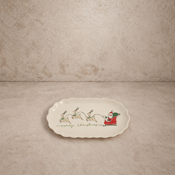 Scalloped Santa's Sleigh + Reindeer Platter