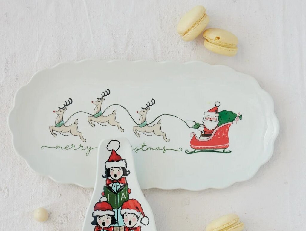 Scalloped Santa's Sleigh + Reindeer Platter