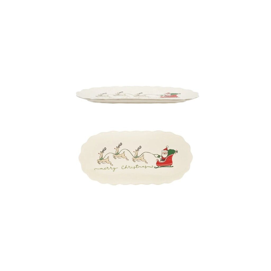 Scalloped Santa's Sleigh + Reindeer Platter