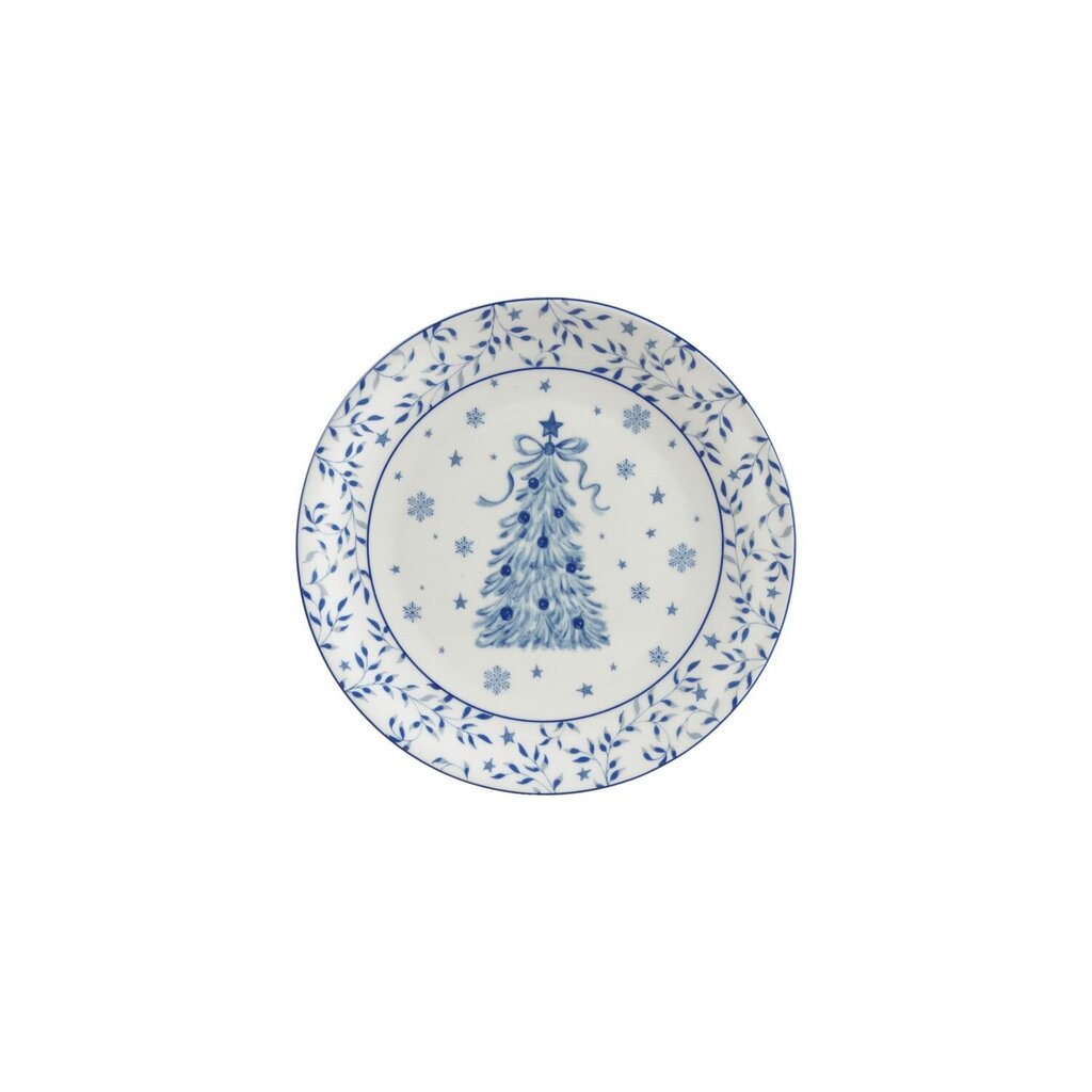 White + Blue Stoneware Tree Plate