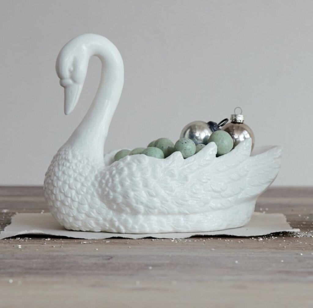 Swan Shaped Stoneware Dish