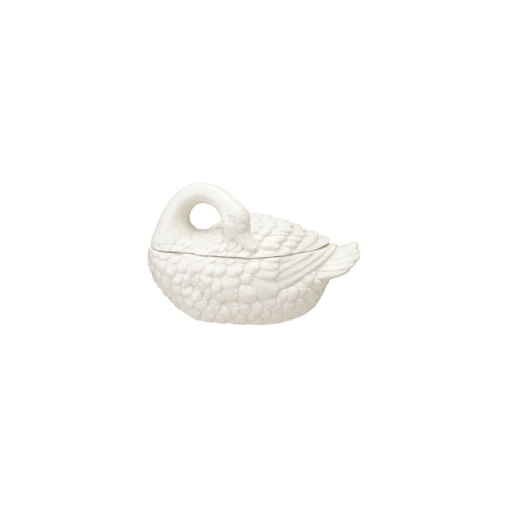 Resting Swan Shaped Stoneware Jar w/ Lid