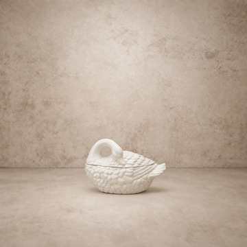 Resting Swan Shaped Stoneware Jar w/ Lid